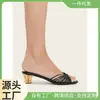 Sandálias de Salto Alto Estilo Europeu e Americano Novas para Verão Feminino, Material Super Fibra, Versátil e Emagrecedor, Estilo Quente Transfronteiriço Atacado 73