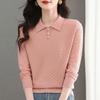 Vestido de Primavera y Otoño Camisa de Punto Top de Manga Larga para Mujer Camiseta Lassel para Madre de Mediana Edad Suéter Fino Camisa Jersey