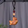 Tallado en Madera Arcoíris con Moneda de Cobre Colgante para Cadena de Teléfono, Caballo del Zodiaco Más Vendido Llavero Creativo Colgante para Bolso Atractor de Riqueza