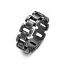 Anillo de correa en forma de I de acero de titanio creativo europeo y americano, diseño de industria pesada, nuevo anillo de acero inoxidable de cadena cuadrada exagerada