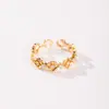 Anillo Abierto Personalizado de Trébol de Cuatro Hojas con Circonita Estilo Europeo y Americano para Mujer, Diseño de Moda Lujo Ligero, Joyería de Anillo de Gama Alta, Venta al por Mayor Transfronteriza