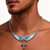 Colar de Asas de Anjo Hip-Hop Transfronteiriço Europeu e Americano para Homens, Estilo Americano, Versátil e com Sensação de Alto Padrão, Corrente de Clavícula Cruzada