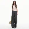 Calça cáqui casual de perna larga, solta, modeladora, versátil, design novo 2026, transfronteiriça, calça paraquedista