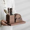 Posavasos de Nogal para Ver la Montaña Juego de Seis Caballeros para el Arte del Té Pinzas para Té Cucharilla Cuchillo para Té Herramientas para Preparar Té Accesorios para la Ceremonia del Té Kung Fu