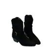 Botas versáteis retrô estilo francês para outono e inverno, novas botas curtas de camurça cor de damasco com salto grosso, botinhas femininas western