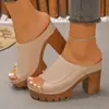 Sandálias de Salto Alto Europeias e Americanas para Mulheres 2026 Verão Novo Comércio Exterior Transfronteiriço Tamanho Grande Bico Aberto Retro Moda Sapatos de Salto Alto para Mulheres