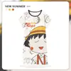 Pijama Feminino Verão Manga Curta Fino Desenho Animado Pequeno Fresco Fofo Estilo Ins Solto Camisola Doce Estudante Roupas de Casa