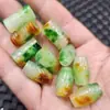 Verde esmeralda con flores flotantes tubo recto Lu Lutong jade cuentas sueltas color marrón amarillento cuentas de arroz agujero grande Lu Lutong accesorios de joyería DIY cuentas