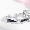 Anel Casal Estrela Eterna Brilhante Um Par com Design de Nicho Senso de Luxo Leve Textura de Estrela Presente de Dia dos Namorados para Homens e Mulheres