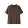 Jie Zhan Roupas Masculinas Old Money Camiseta de Manga Curta com Gola Henry 2026 Primavera/Verão Novo Estilo Preguiçoso Casual Solta Cor Sólida Top