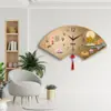 Reloj de Pared Decorativo Pintura en Forma de Abanico Reloj de Pared para Restaurante Reloj de Pared Montado en Pared Estilo Chino Nuevo Reloj para el Hogar con Calendario