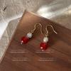 Brincos de feijão vermelho da paixão ~ pérola de água doce ágata vermelha femininos retrô francês nicho elegantes brincos feitos à mão atacado