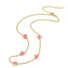 Colar de Trevo de Quatro Folhas da Sorte Ouro Dupla Face Concha Corrente de Clavícula da Moda Joias Elegantes de Alto Padrão Acessórios Versáteis Venda por Atacado