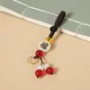 Chaveiro de Carro Pingente Flor de Ameixeira Madeira de Pêssego Cordão Semi-Acabado Tecido à Mão Fivela Viva Acessórios Argola Aberta Pregos de Chifre
