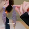Pendientes de Borla con Forma de Gota de Agua Tachonados de Diamantes Estilo Corte Europeo y Americano, Pendientes de Lujo Ligero de Gama Alta, Accesorios de Oreja Exagerados de Moda y Únicos