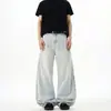 Jeans de Pierna Ancha Sueltos Lavados Azul Claro Estilo Calle Americano para Hombre Verano Nueva Marca de Moda Casual Pantalones Largos Scimitar