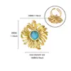 Novo Anel Francês Retrô de Pedra Natural Zircônia Flor Redondo Aberto Anel de Aço Inoxidável Joia Versátil de Alta Qualidade
