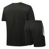 Nuevo traje de manga corta para hombre, traje antialgodón con bloques de color, pantalones cortos casuales para hombre, traje deportivo de moda juvenil con degradado