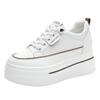 Sapatos Femininos com Solas Macias Que Não Cansam Seus Pés, Plataforma com Solas Grossas para Aumento de Altura, Sapatos Brancos de Malha para Primavera e Outono, Sapatos Femininos Versáteis com um Toque de Luxo Leve e de Alta Qualidade