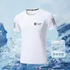 Camiseta de manga corta de malla de seda helada para hombre, verano, holgada, cuello redondo, talla grande, camiseta casual para hombre, tendencia, combinable con todo