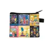 Cartera de monedas de dibujos animados Los Simpsons, bolsa de monedas con cremallera de poliéster, bolsa pequeña para guardar auriculares y llaves de estudiante al por mayor