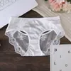 Encaje Satén Seda de Morera Entrepierna Cintura Media Patchwork Hueco Sexy Tanga para Mujer Transpirable Amigable con la Piel Tanga Femenino