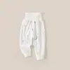Pantalones largos de algodón puro Clase A de cintura alta para proteger la barriga de bebés, leggings de otoño, pantalones de cintura alta para bebés y niños pequeños