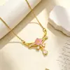 Colar Banhado a Ouro Cobre Zircônia Cúbica Incrustada Anel Duplo Incrustado com Diamante Corrente para Clavícula Feminina de Luxo Leve Design de Nicho Ins Simples Temperamento Joias de Prata