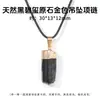 Collar Colgante de Piedra Cruda Envuelto en Alambre Hecho a Mano Retro Colgante Irregular de Cristal Mineral Cordón de Cuero Negro Accesorio Sencillo Personalizado