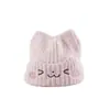 Gorro de Punto con Orejas de Gato Lindo Japonés para Mujer Otoño Invierno Engrosado Cálido Adelgazante para la Cara Bordado de Lana Versátil para el Frío Moderno