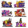 Enfeites de Artesanato em Madeira Transfronteiriços, Enfeites de Madeira de Halloween, Decorações Criativas de Janela para Halloween, Decorações para Casa