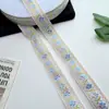 Cinta de tela floral degradada de 2.5 cm con flores pequeñas, cinta tejida jacquard para encaje de juguete DIY de estilo étnico y decoración de ropa