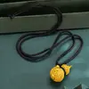 Tienda de oro con filigrana de oro de arena vietnamita colgante de calabaza de la suerte collar de calabaza grande de la suerte colgante de cuerda negra joyería