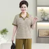 Conjunto deportivo para mujeres de mediana edad y mayores para mamás talla grande 100 kg Verano casual conjunto de dos piezas con camiseta de manga corta que disimula la barriga, elegante