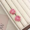 Brinco Stud Flor Rosa Esmaltada Agulha de Prata S925 Temperamento Francês Exagerado de Alta Qualidade Brincos Delicados de Pétala Feminino 7581
