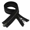 En stock YKK No. 5 cremalleras metálicas YKK de doble cursor, abiertas en ambos extremos, de plata antigua, con cinta de tela blanca y negra, 2 tipos de tiradores, para chaquetas de plumas