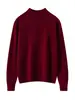 Suéter de cashmere ready-to-wear de primeira linha para mulheres, apresentando gola semi-alta, um design simples e confortável, e estilo versátil. Feito 100% de caxemira, é perfeito como camada base