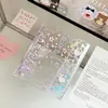 Fichário de argolas duplas A7 com design de estrela cortado a laser, capa macia transparente de PVC, clipe colorido, álbum de fotos de folhas soltas, ideal para guardar fotos de ídolos e colecionáveis