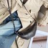 Camada Superior Pele de Ovelha Croissant 2025 Novo Crowdsourcing Couro Genuíno Bolsa de Axila Bolinho Bolsa Transversal Fashionable Texturizado