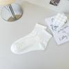 Meias Brancas Meias de Algodão de Cano Médio Femininas Ins Meias Finas da Moda de Verão Cor Pura Estilo Japonês Meias Cor Doce Verão Feminino Creme