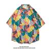 Camisa Floral de Manga Corta Estilo Europeo Italiano Floral Estilo Hawaiano Americano Retro Moda de Verano Moderna para Hombre y Mujer Combinable