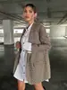 Nuevo Traje de Calle Cruzado Europeo y Americano Otoño e Invierno 2025 Piedra de Perro Personalizado Suelto Retro Cuadros Top Chaqueta