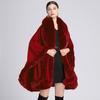 628 # Novo Outono e Inverno Europeu e Americano Imitação Rex Coelho Gola de Pele Xale Capa Tamanho Grande Cardigan Tricotado Solto Roupa Exterior para Mulheres