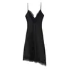Exportación Transfronteriza Ropa de Mujer Otoño 2025 Nuevo Sexy Encaje Decorado Textura de Satén de Seda Vestido de Tirantes 5919208