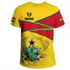 Camiseta 2026 África Ghana Moda Impresión 3D Camiseta Casual de Cuello Redondo para Hombre Camiseta Deportiva de Verano de Manga Corta con Cuello Redondo