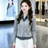 Nueva Colección Primavera y Otoño 2026: Camisa de Punto a Cuadros Patchwork de Manga Larga Estilo Preppy para Mujer - Adelgazante, Versátil y a la Moda