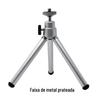 Mini tripé suporte de duas seções pequeno suporte de cabeça de metal com moldura prateada câmera celular suporte de mesa de três seções mini