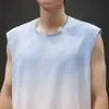 Chal de seda de hielo de cuello redondo de secado rápido para hombre, camiseta fina sin mangas de verano, deportiva casual, elástica