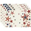 Manteles individuales de lino estampados del Día de la Independencia estadounidense transfronterizos para reuniones familiares para celebrar la festividad, manteles resistentes al calor y a las manchas para conmemoración