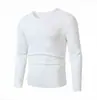 Nuevo suéter de punto liso para hombre de moda otoño e invierno, jersey de manga larga ajustado con cuello en V para hombres jóvenes